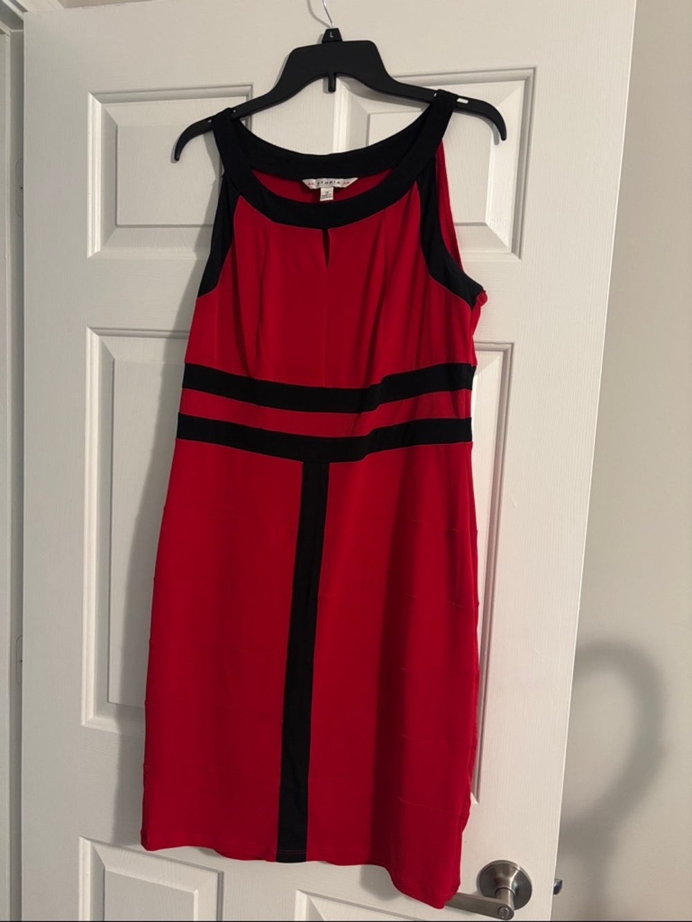 Aa Studio Red Dress with Black Contrast Trim